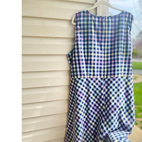 Talbots Pastel Sleeveless Checkered Gingham Sleeveless Pinafore Dress 22W - Picture 3 of 6